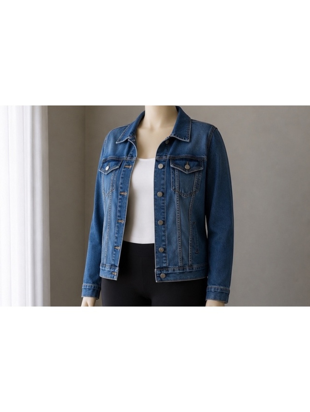 Beta House Denim Jacket Women’s 3X Blue Stretch Button Front Trucker Plus Size